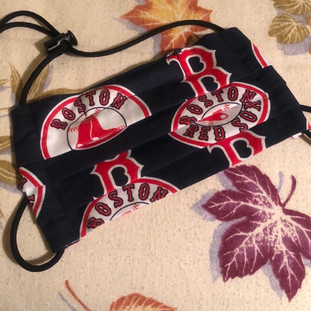 face mask covering, Boston Red Sox logo